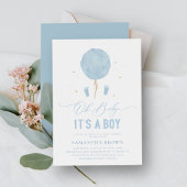 Invitation Élégant Baby shower moderne Blue Boy