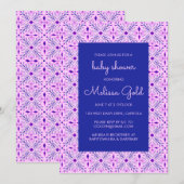 Invitation Élégant BABY SHOWER moderne chic Boho carrelé sur  (Devant / Derrière)