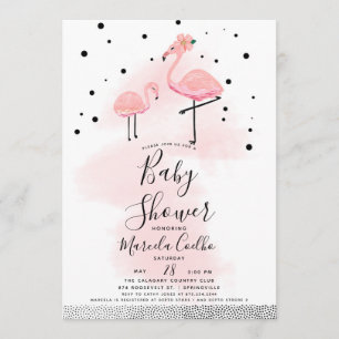 Invitation Élégant Baby shower moderne de Flamant rose noir e
