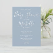 Invitation Elégant Baby shower moderne Dusty Blue Boy (Debout devant)