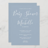 Invitation Elégant Baby shower moderne Dusty Blue Boy (Devant / Derrière)