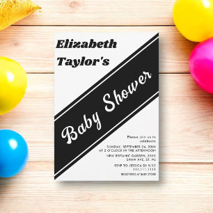 Invitation Élégant Baby shower Moderne Noir Et Blanc Chic