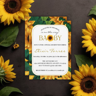 Invitation Elégant Baby shower moderne "Notre Petit Tournesol