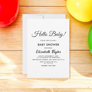 Invitation Elégant Baby shower Moderne Simple Noir Et Blanc