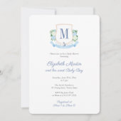 Invitation Elégant Baby shower Monogramme Côtier Bleu Pour Ga (Devant)