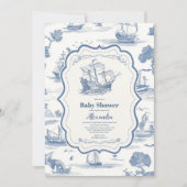 Invitation Élégant Baby shower Nautique Toile (Devant)