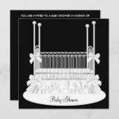 Invitation Elégant Baby shower noir blanc (Devant / Derrière)