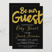 Invitation Élégant Baby shower noir et or (Devant / Derrière)