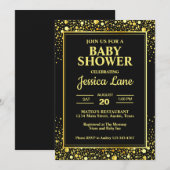 Invitation Élégant Baby shower noir et or (Devant / Derrière)
