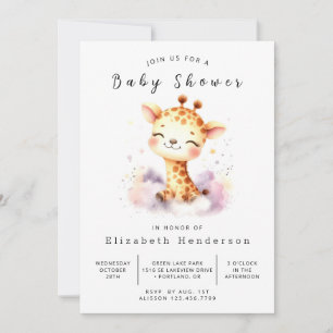 Invitation Élégant Baby shower numérique de girafe