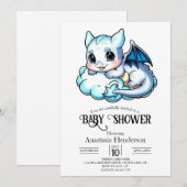 Invitation Élégant Baby shower numérique moderne Dragon (Devant / Derrière)