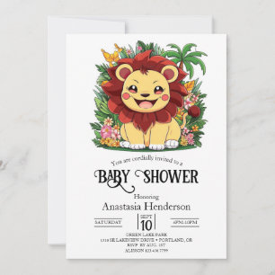 Invitation Élégant Baby shower numérique Pastel Lion