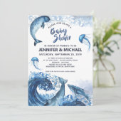 Invitation Elégant Baby shower Ocean Watercolor (Debout devant)