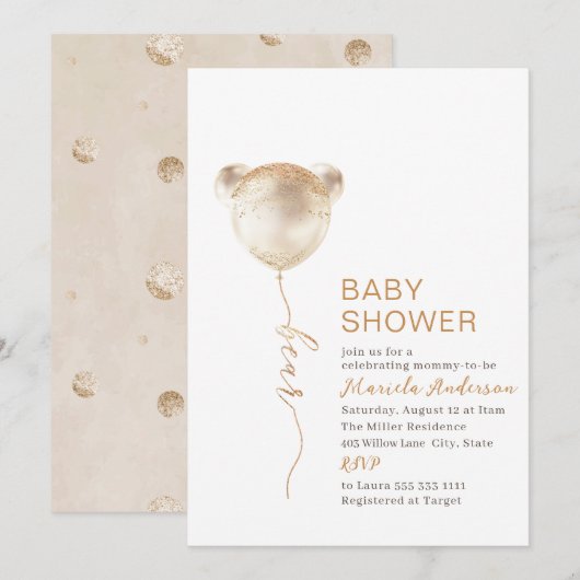 Invitation Élégant Baby shower Ours Moderne (Devant / Derrière)