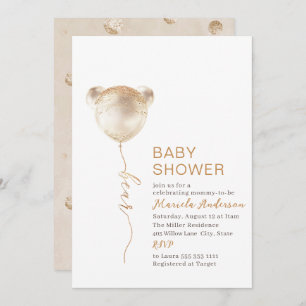 Invitation Élégant Baby shower Ours Moderne
