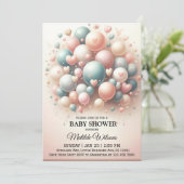Invitation Elégant Baby shower Pastel Balloon Bonanza (Debout devant)