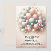 Invitation Elégant Baby shower Pastel Balloon Bonanza (Devant / Derrière)