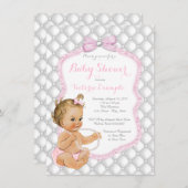 Invitation Elégant Baby shower Pearl Bow (Devant / Derrière)