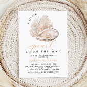 Invitation Elégant Baby shower perle de la côte beige