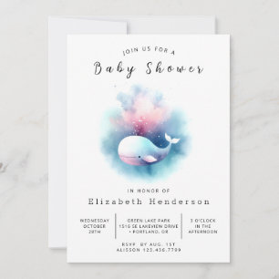 Invitation Elégant Baby shower Personnalisé Baleine