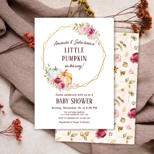 Invitation Elégant Baby shower Petit Citrouille