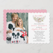 Invitation Elégant Baby shower photo Fleurs blanches (Devant / Derrière)