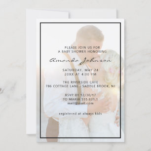 Invitation Elégant Baby shower photo superposé Faux Vellum
