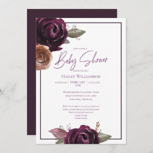 Invitation Élégant Baby shower Plum, Purple et Or