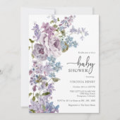 Invitation Élégant Baby shower pourpre (Devant)