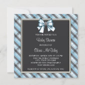 Invitation Elégant Baby shower Prince Plaid Black Blue (Dos)