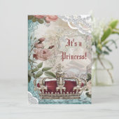 Invitation Élégant Baby shower princesse Couronne Vintage (Debout devant)