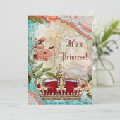 Invitation Élégant Baby shower princesse Couronne Vintage (Debout devant)