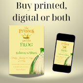 Invitation Élégant Baby shower princesse grenouille jaune et 