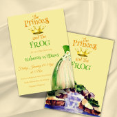 Invitation Élégant Baby shower princesse grenouille jaune et 