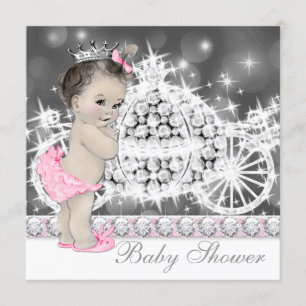 Invitation Élégant Baby shower princesse rose et gris