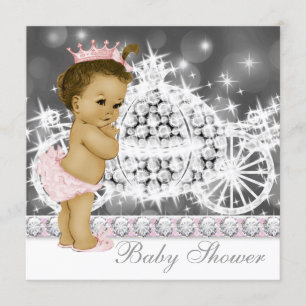 Invitation Élégant Baby shower princesse rose et gris