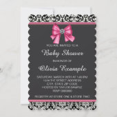 Invitation Élégant Baby shower princesse rose noir Damas (Dos)