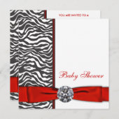 Invitation Elégant Baby shower Red Zebra (Devant / Derrière)