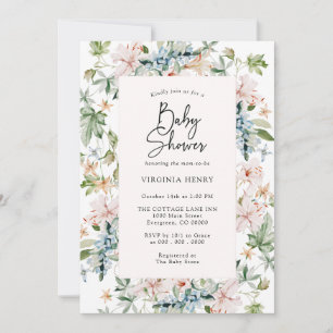 Invitation Élégant Baby shower rose