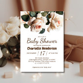 Invitation Elégant Baby shower Rose beige fille