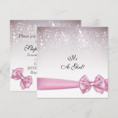 Invitation Élégant Baby shower rose boue étincelante (Devant / Derrière)