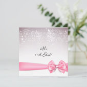 Invitation Élégant Baby shower rose Bubblegum Bow Sparkles (Debout devant)