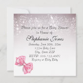 Invitation Élégant Baby shower rose Bubblegum Bow Sparkles (Dos)