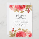 Invitation Elégant Baby shower Rose couleur rouge (Devant)