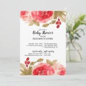 Invitation Elégant Baby shower Rose couleur rouge (Debout devant)