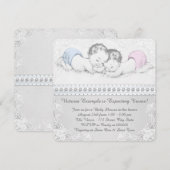 Invitation Elégant Baby shower rose et bleu Twin (Devant / Derrière)