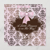 Invitation Élégant Baby shower rose et Brown Princesse (Devant / Derrière)