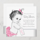 Invitation Élégant Baby shower rose et gris (Devant / Derrière)