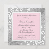 Invitation Élégant Baby shower rose et gris (Dos)