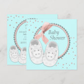 Invitation Élégant Baby shower rose et gris (Devant / Derrière)